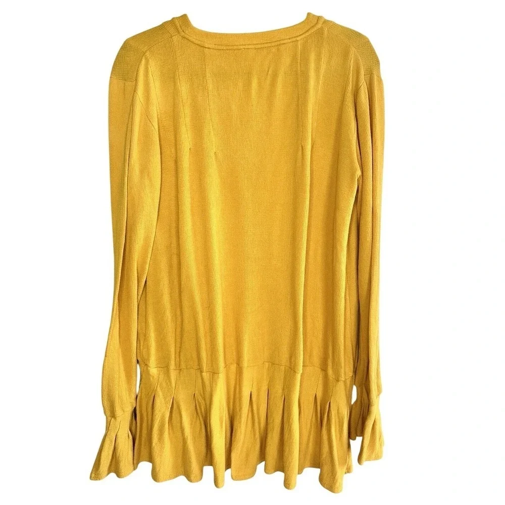 Free People Summer Struttin Mini Dress Golden Yellow Henley Waffle Ruffle Medium